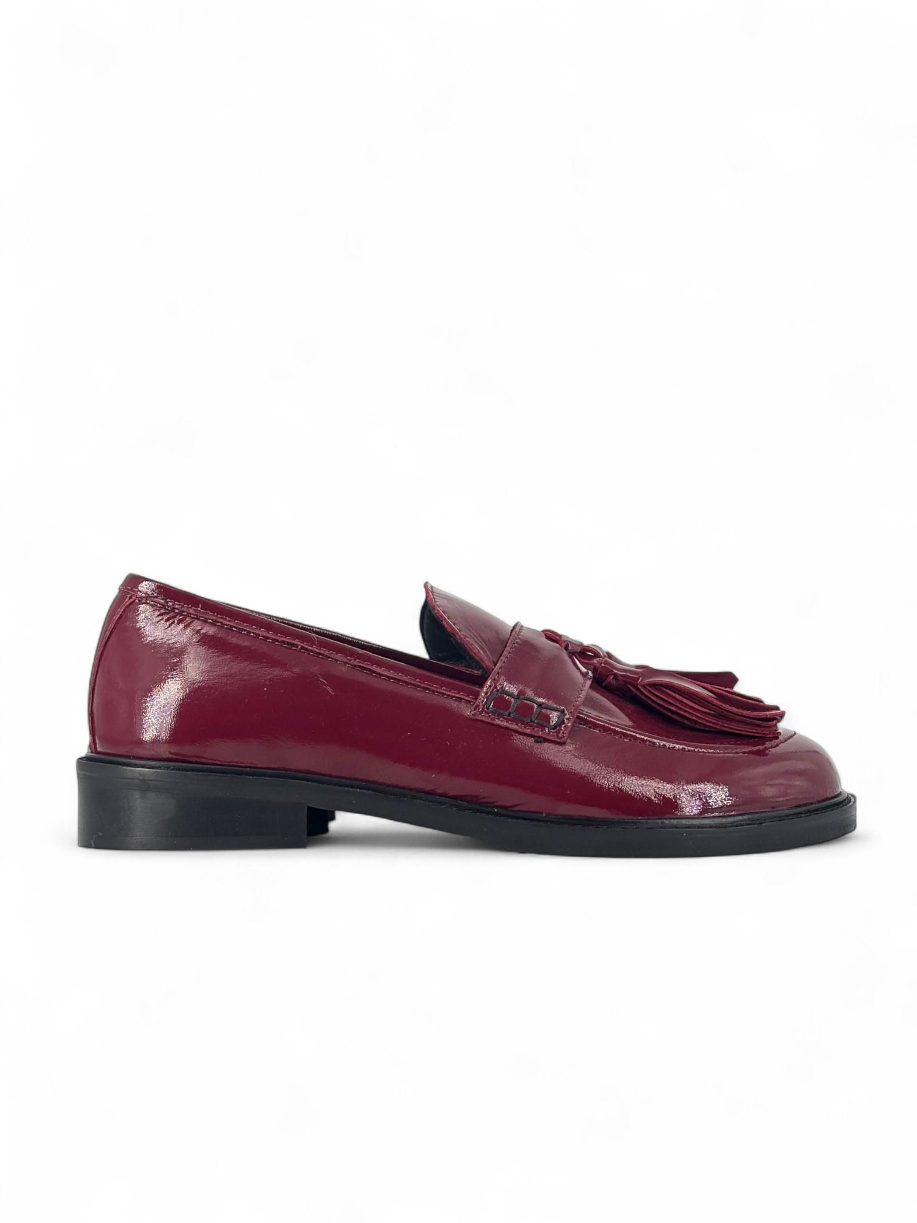CUIR NOIR - MOCASSINI IN VERNICE BORDEAUX CON NAPPE ART. LORNA01