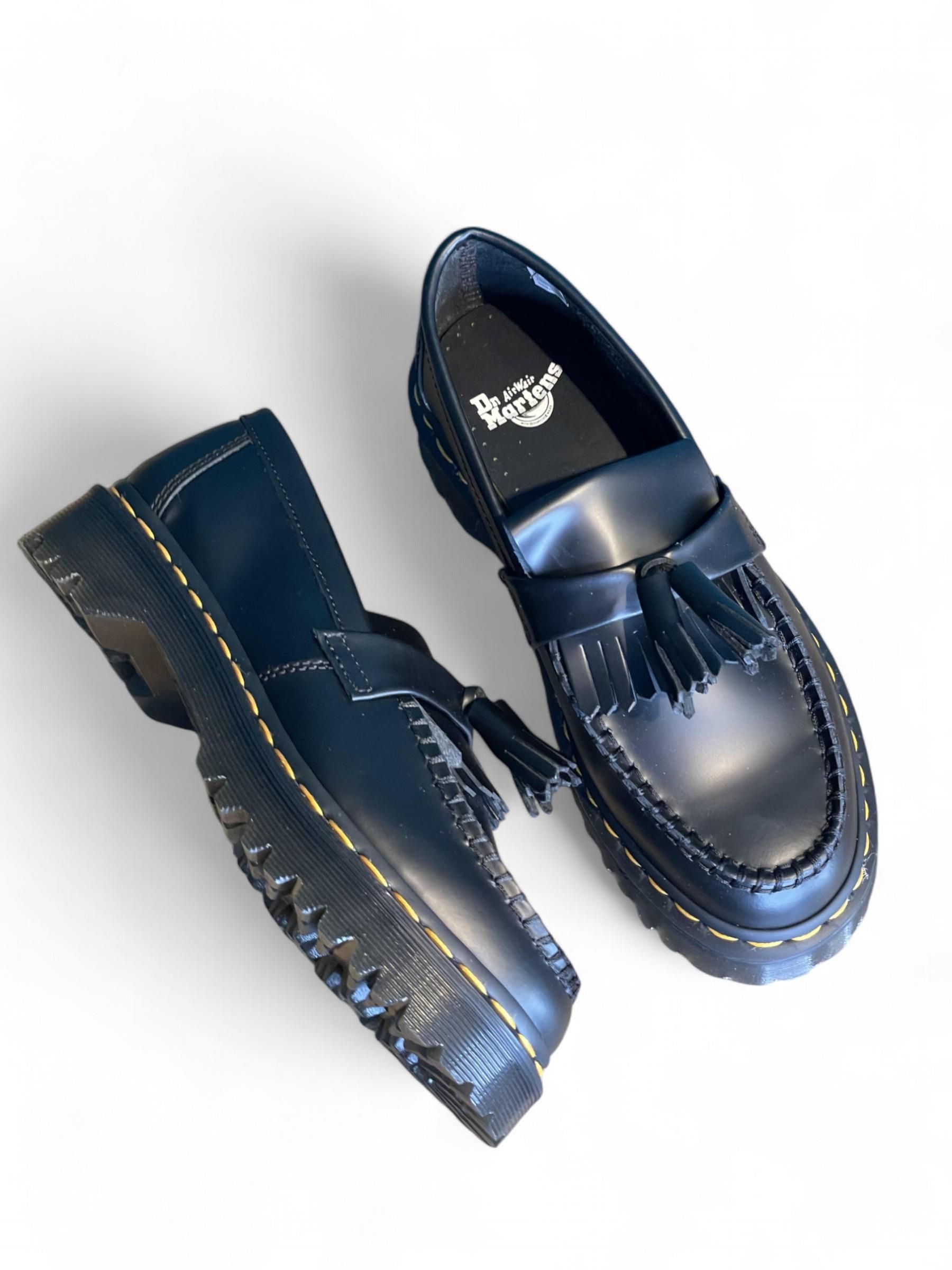 DR MARTENS - MOCASSINI IN PELLE NERA CON NAPPE ART. ADRIANBEX