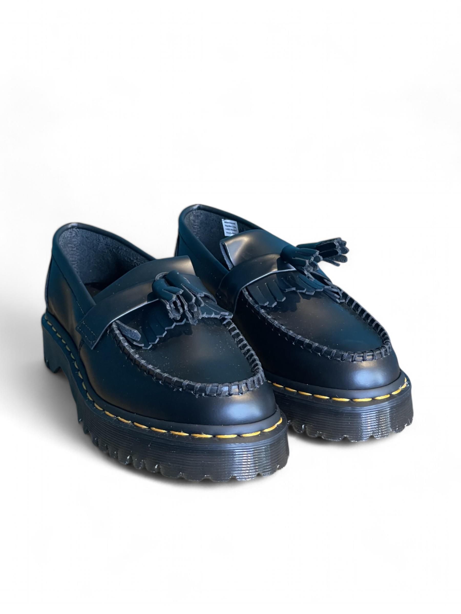 DR MARTENS - MOCASSINI IN PELLE NERA CON NAPPE ART. ADRIANBEX
