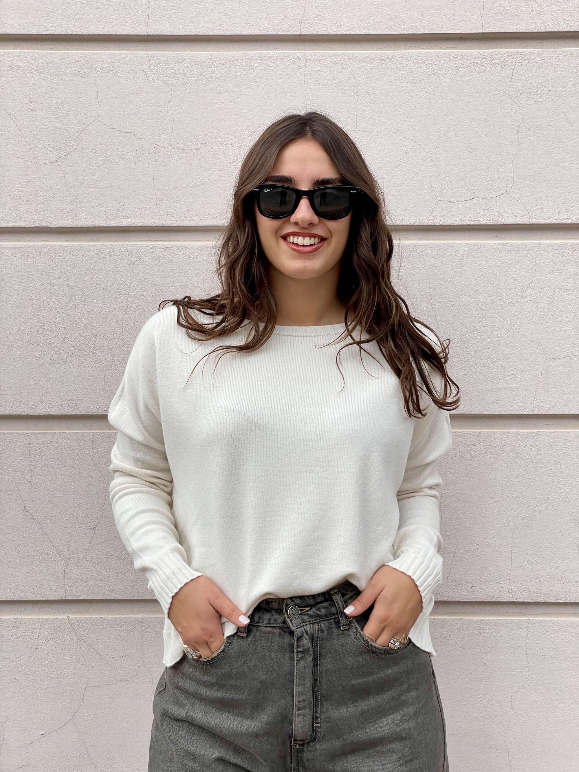 TENSIONE IN - MAGLIA CREMA SCOLLO A BARCA ART. IT883AI25