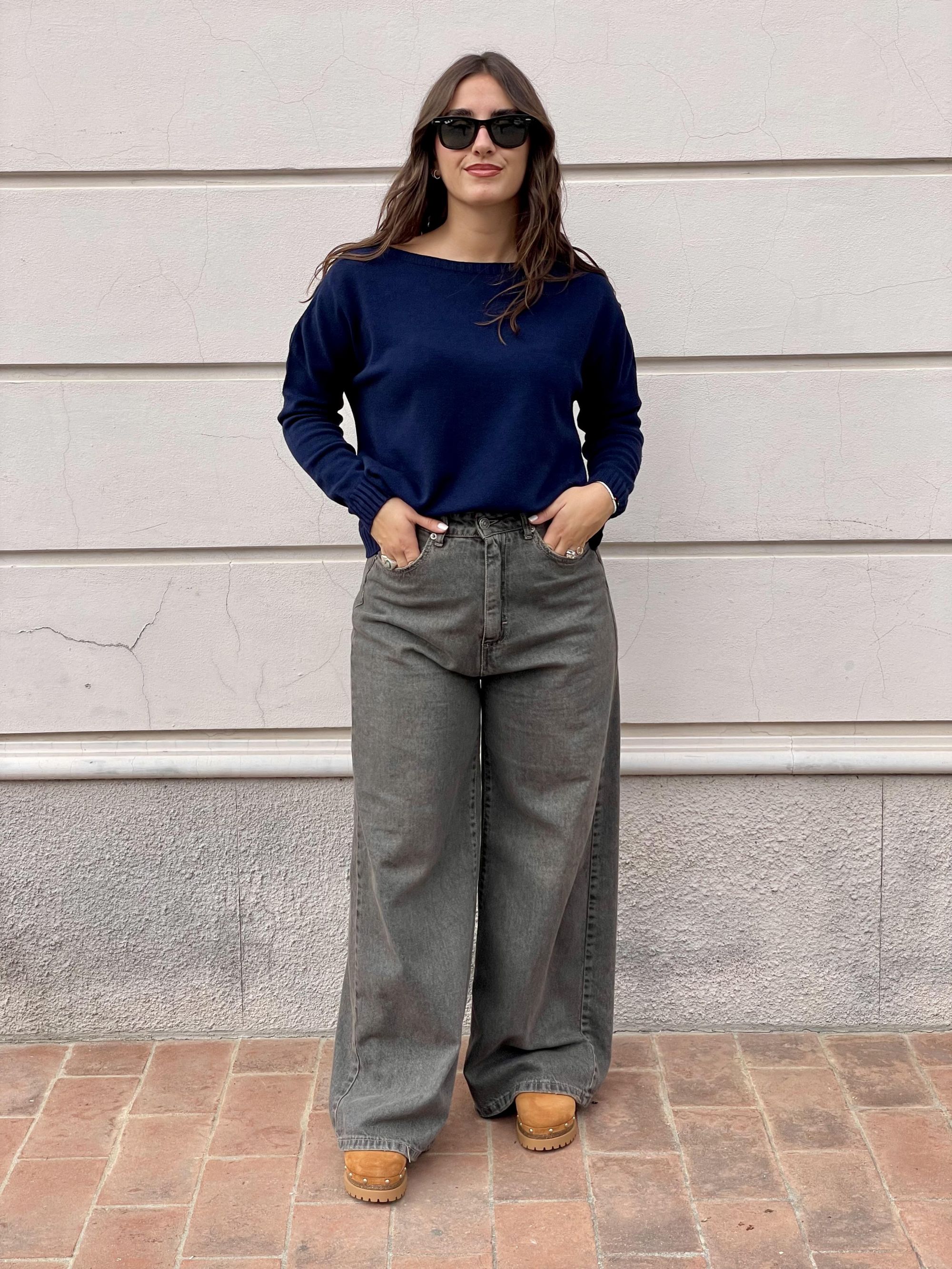 TENSIONE IN - MAGLIA BLU SCOLLO A BARCA ART. IT883AI25