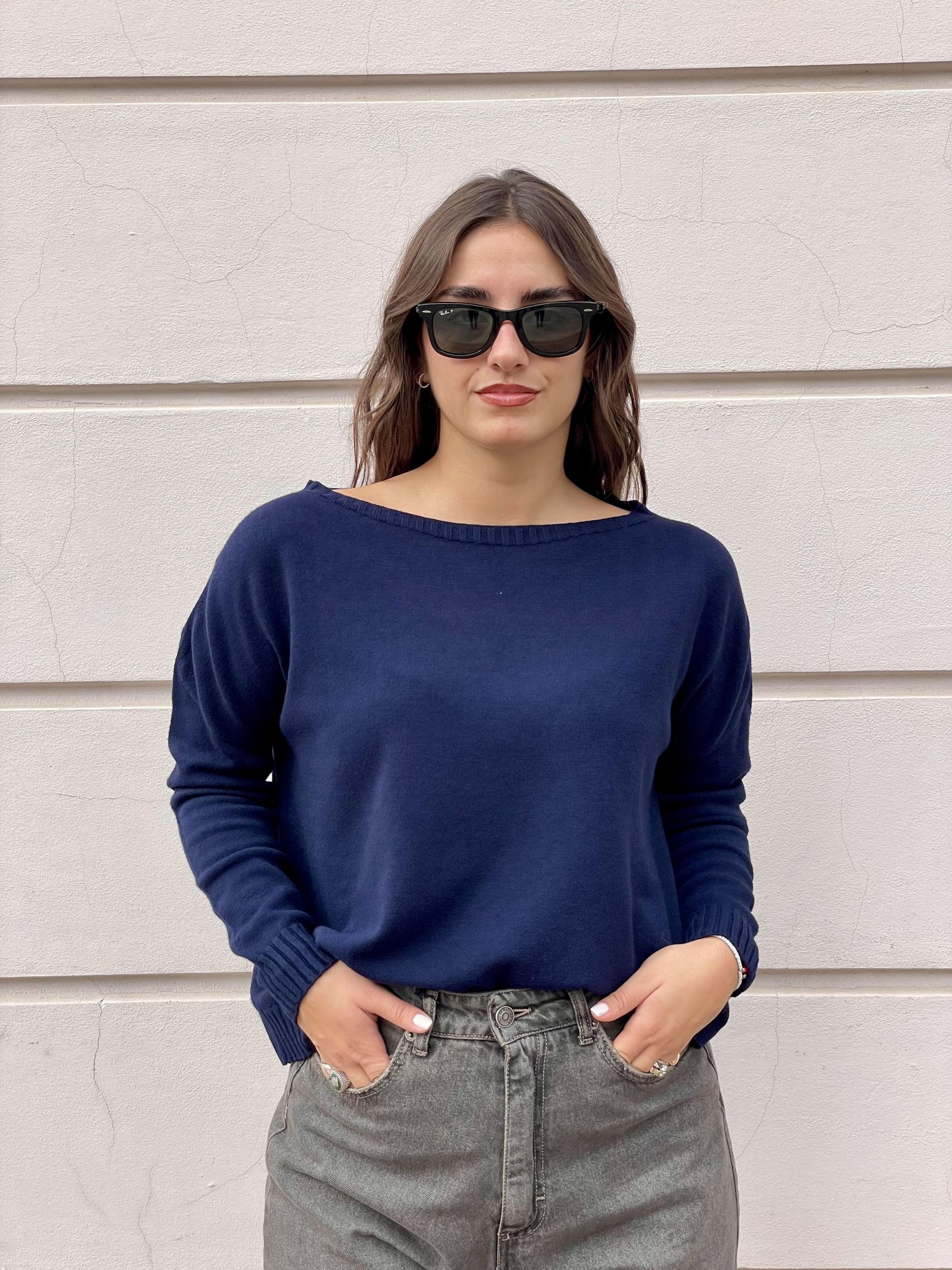 TENSIONE IN - MAGLIA BLU SCOLLO A BARCA ART. IT883AI25