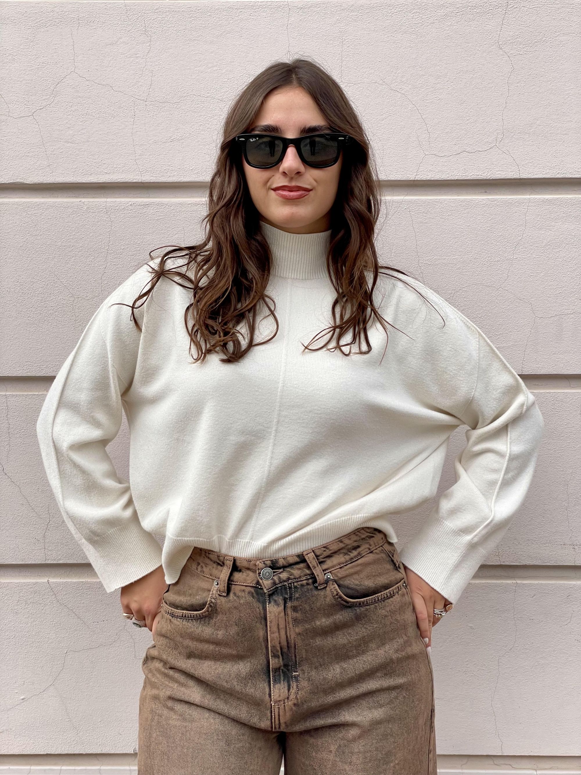 TENSIONE IN - MAGLIA DOLCEVITA PANNA ART. IT1563AI25