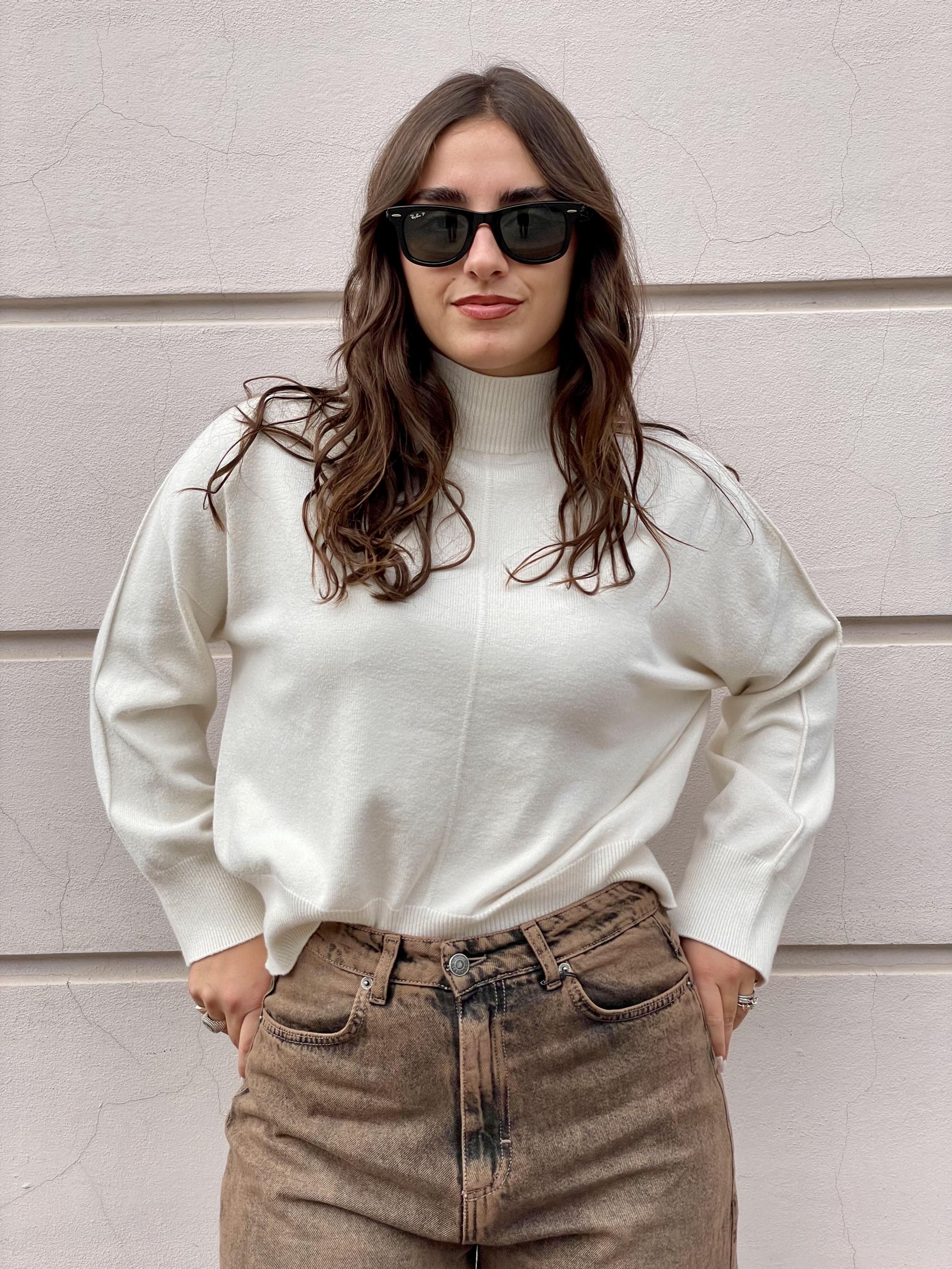 TENSIONE IN - MAGLIA DOLCEVITA PANNA ART. IT1563AI25