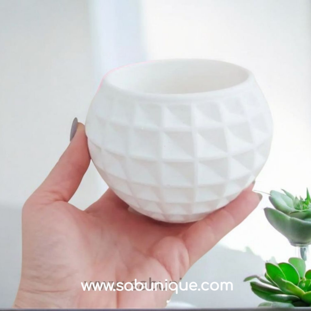 CS - Tombul Prizma Desenli Saksı Silikon Kalıbı