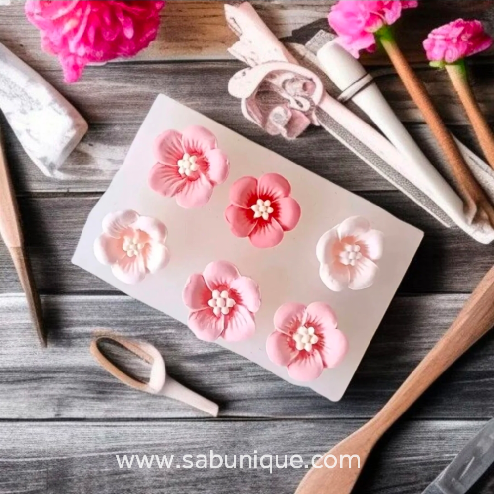 Altılı Küçük Çiçekler Silikon Kalıbı