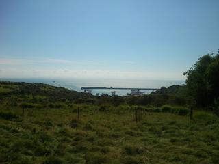 View across the channel from above the landing site.