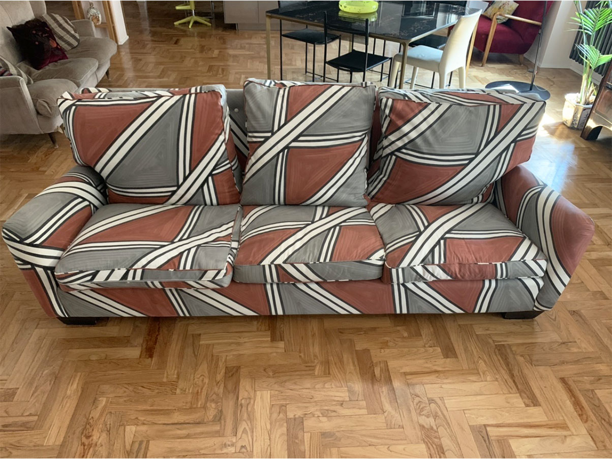 Divano 3 Posti Vintage In Tessuto Con Decorazione Geometrica Deesup