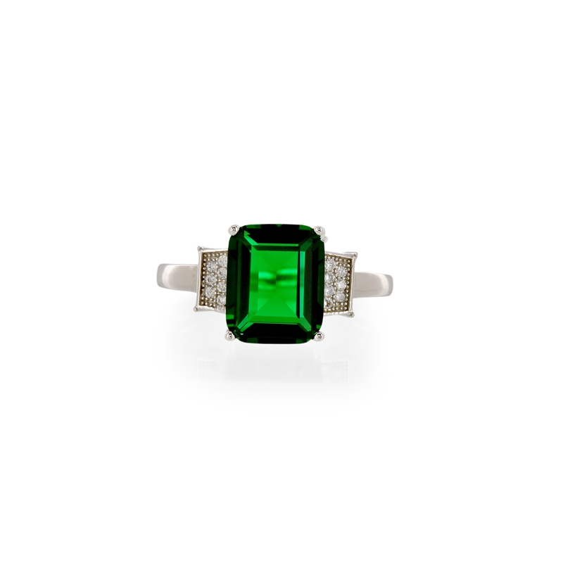 emerald cut sterling silver rings