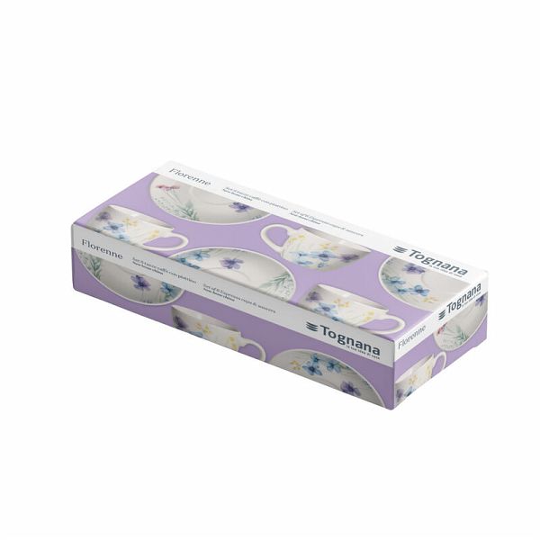 SERVIZIO 6 TAZZE CAFFE CON PIATTINI FLORENNE TOGNANA