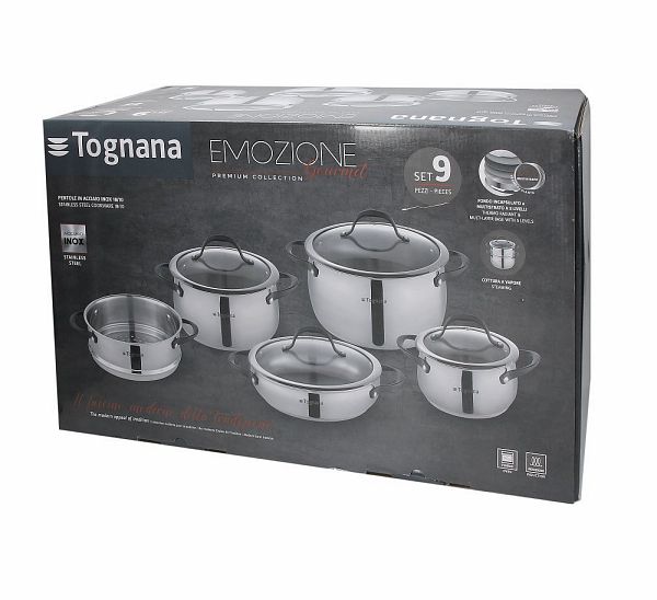BATTERIA PENTOLE ACCIAIO PZ.9 GRANCUCINA TOGNANA