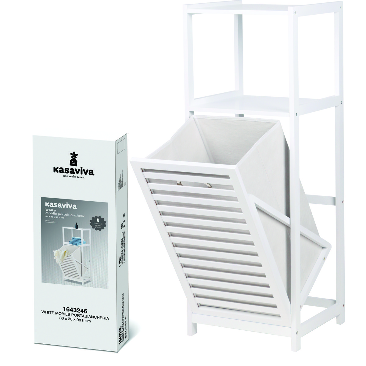 MOBILETTO PORTABIANCHERIA BIANCO 36X33X98H