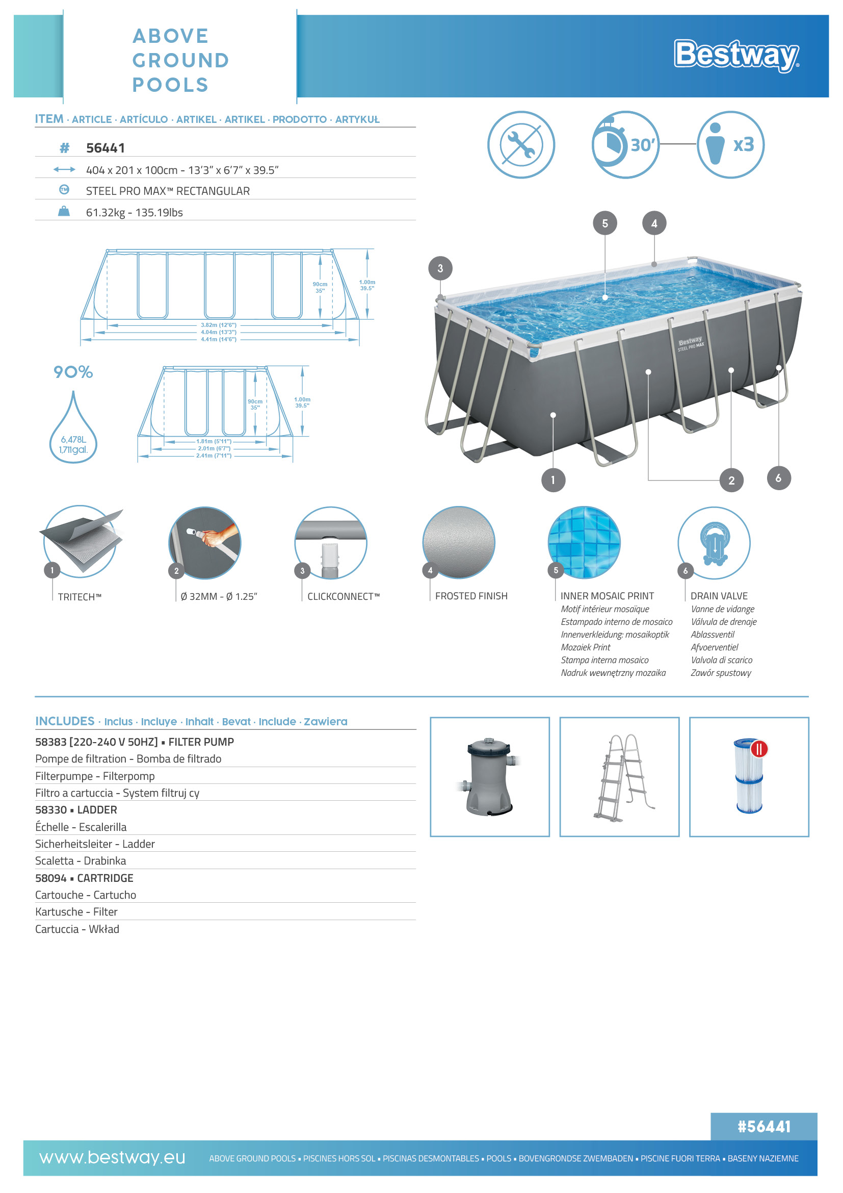 PISCINA STEEL PRO MAX RETTANGOLARE 404X201
