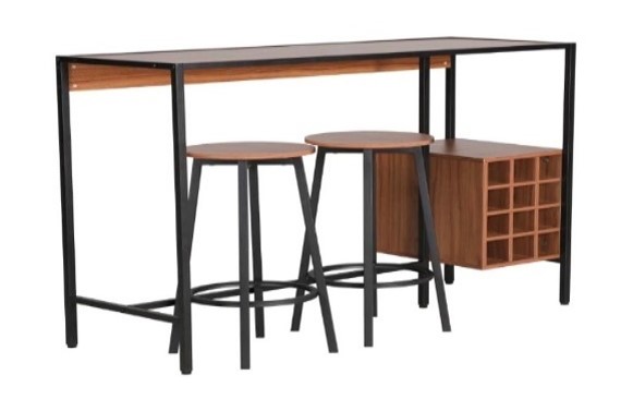 BAR-THEKEN-SET MIT WEINREGAL UND 2 BARHOCKERN