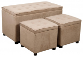 SET BRAIES 3PZ  1BAULE + 2 POUF BEIGE