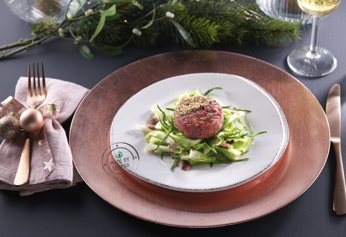 Battuta di manzo con puntarelle marinate