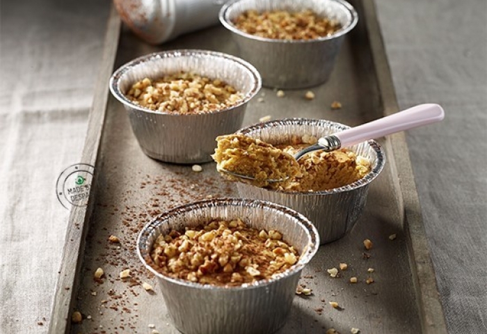 Budino di castagne al cacao con granella di nocciole