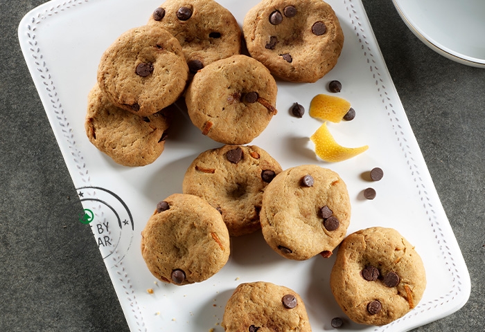 Cookies arancia con cioccolato e tahina