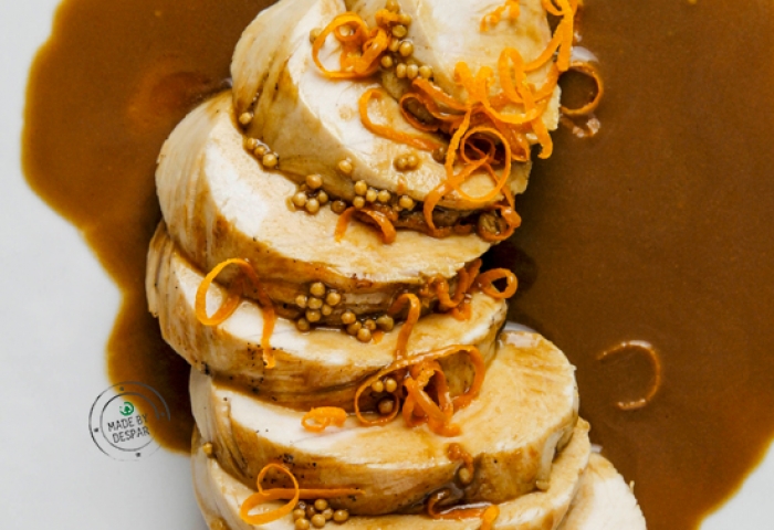 Fesa di tacchino con vinaigrette all’arancia