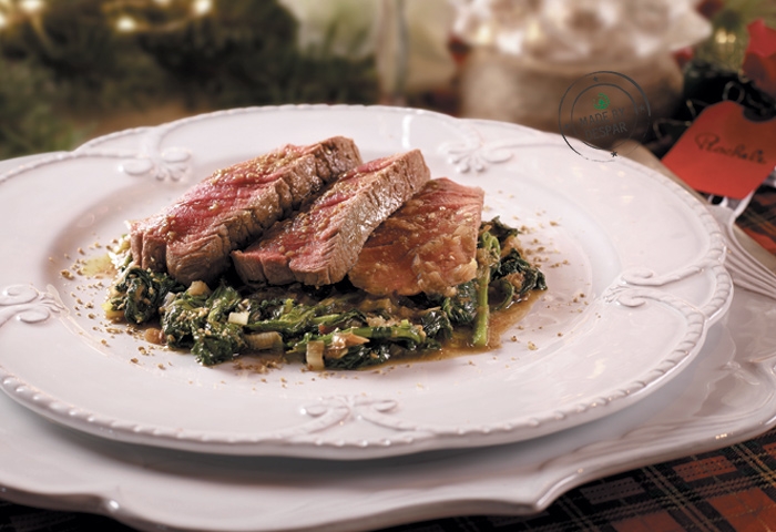 Filetto di manzo con cime di rapa e porro
