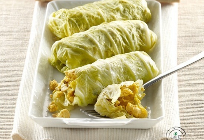 Involtini di verza ripieni di pollo al curry