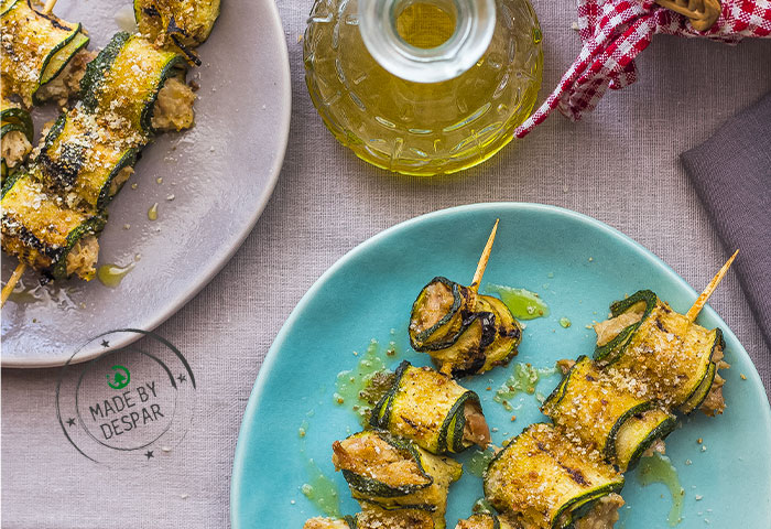 Involtini di zucchine gratinate con stracchino e tonno