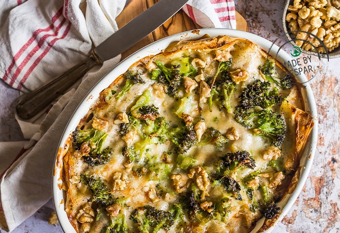 Lasagne vegetariane con broccoli e noci