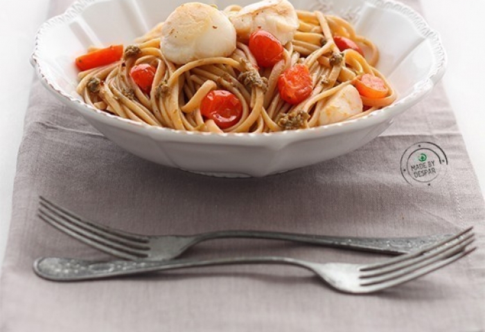 Linguine con capesante piccanti