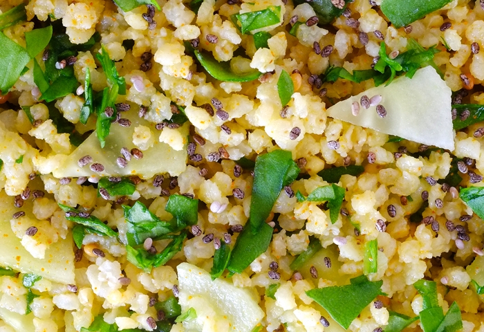 Miglio con rucola, cetrioli e semi di chia