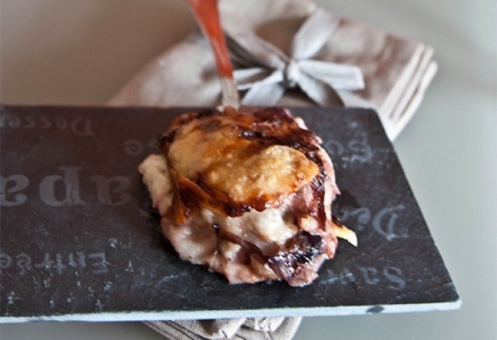 Mini-lasagne con radicchio e formaggio caprino