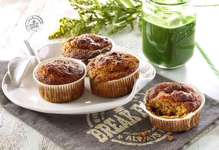 Muffin alla ricotta e mele con frutta secca e cannella