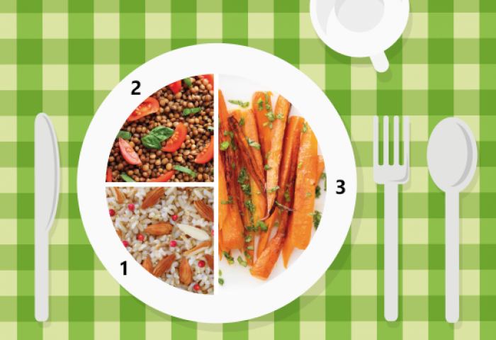 Piatto unico: carote al vapore, riso integrale, lenticchie