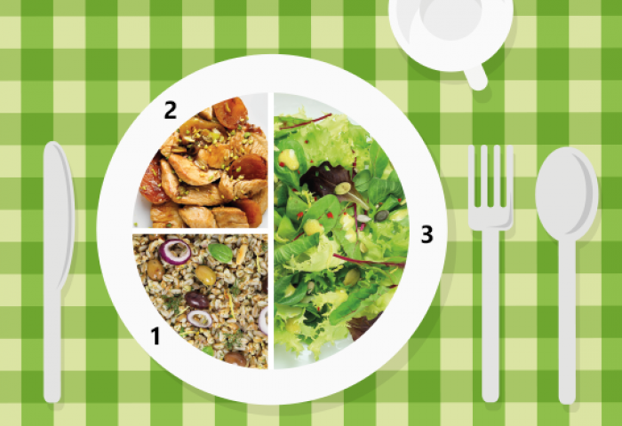 Piatto unico: mix di insalate, farro integrale, tacchino