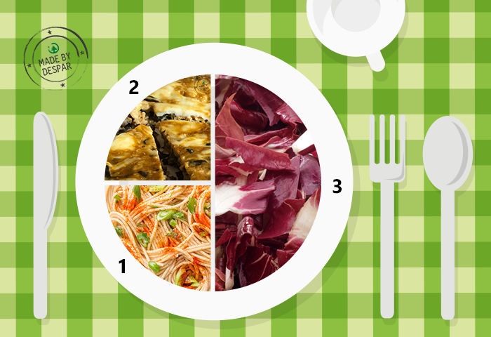 Piatto unico: radicchio, spaghetti integrali piccanti, frittata al radicchio