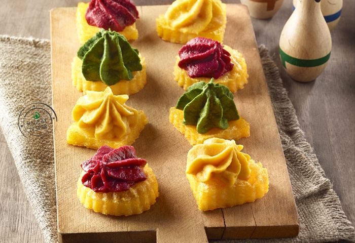 Polentine tricolori al forno