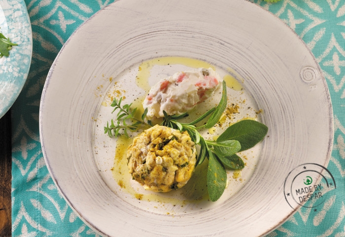 Polpette di pollo con insalata russa