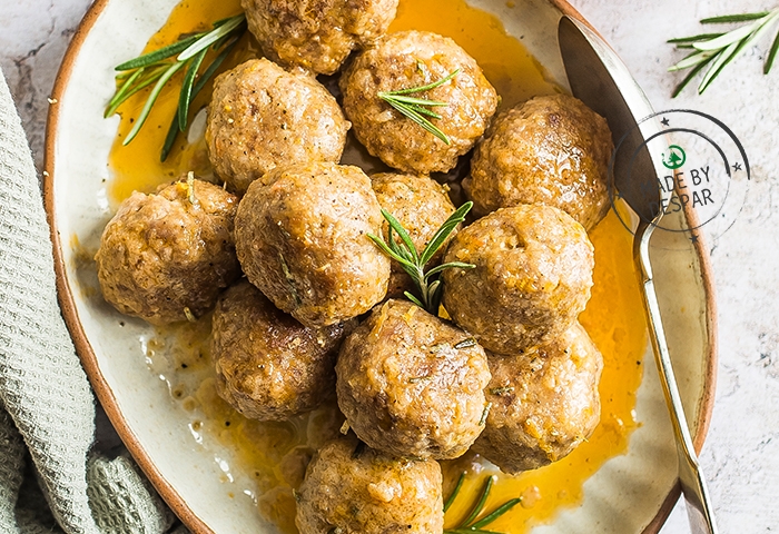 Polpette di vitello al rosmarino e pompelmo