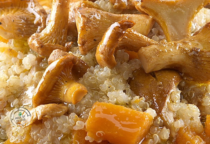 Quinoa con zucca e funghi