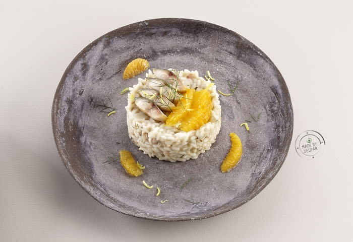 Risotto semintegrale agli agrumi e filetti di sgombro