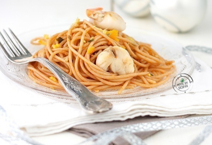 Spaghettata con capesante agli agrumi