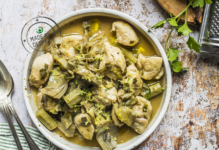 Spezzatino di pollo e carciofi al limone