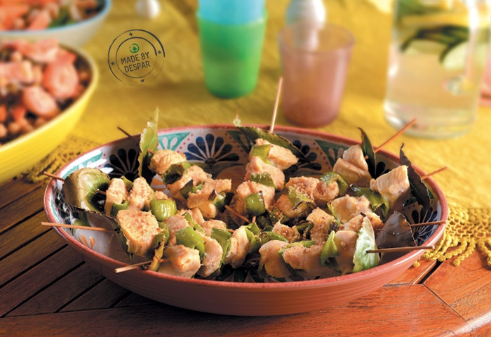 Spiedini di pollo e peperoni