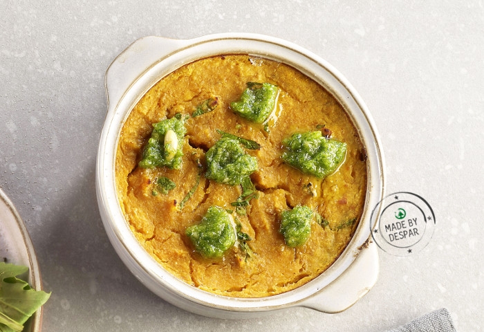 Timballino di zucca, pesto di pinoli ed erbe