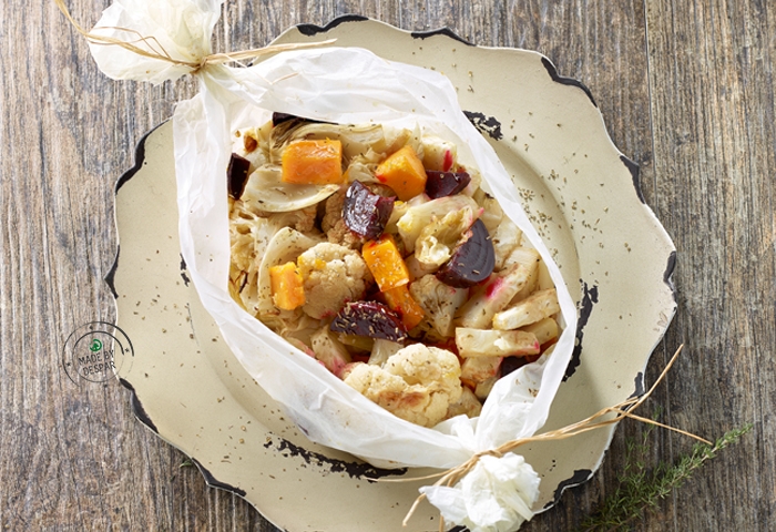 Verdure al cartoccio con olio alle erbe