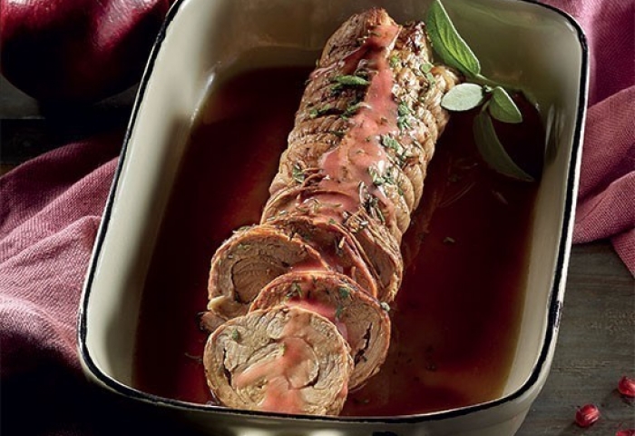Vitello al forno con succo di melagrana