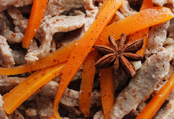 Vitello marinato all'arancia e carote