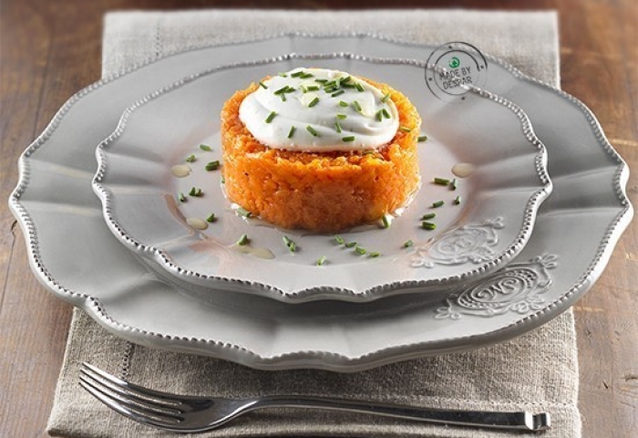 Zucca al forno con mousse di caprino