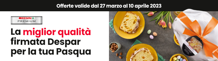 Dal 27 marzo al 10 aprile 2023, nei punti vendita Despar, Eurospar e Interspar aderenti, scopri i prodotti Despar Premium ad un prezzo speciale!