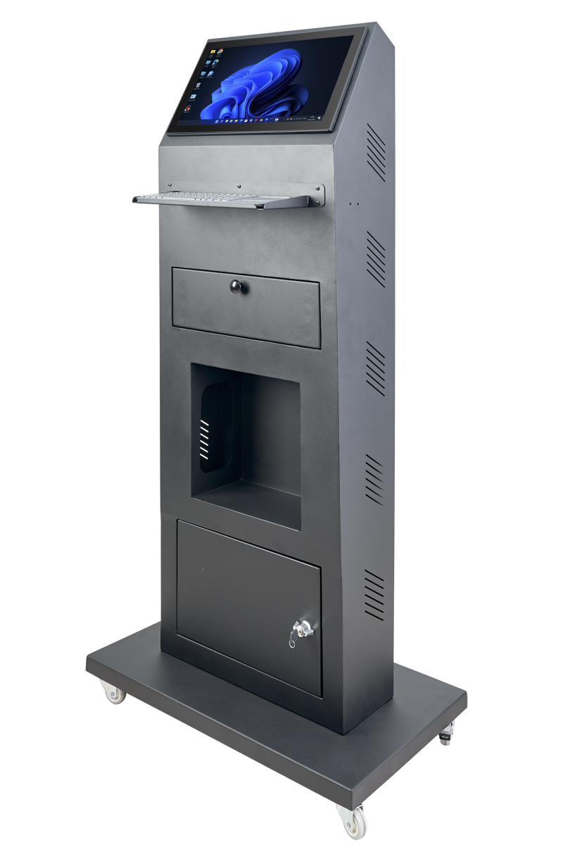 Quanmax 18.5” Stand Yazıcılı Çekmeceli Tekerlekli Yan Okuyucu Plastik Klavye Aparatlı Özel 1