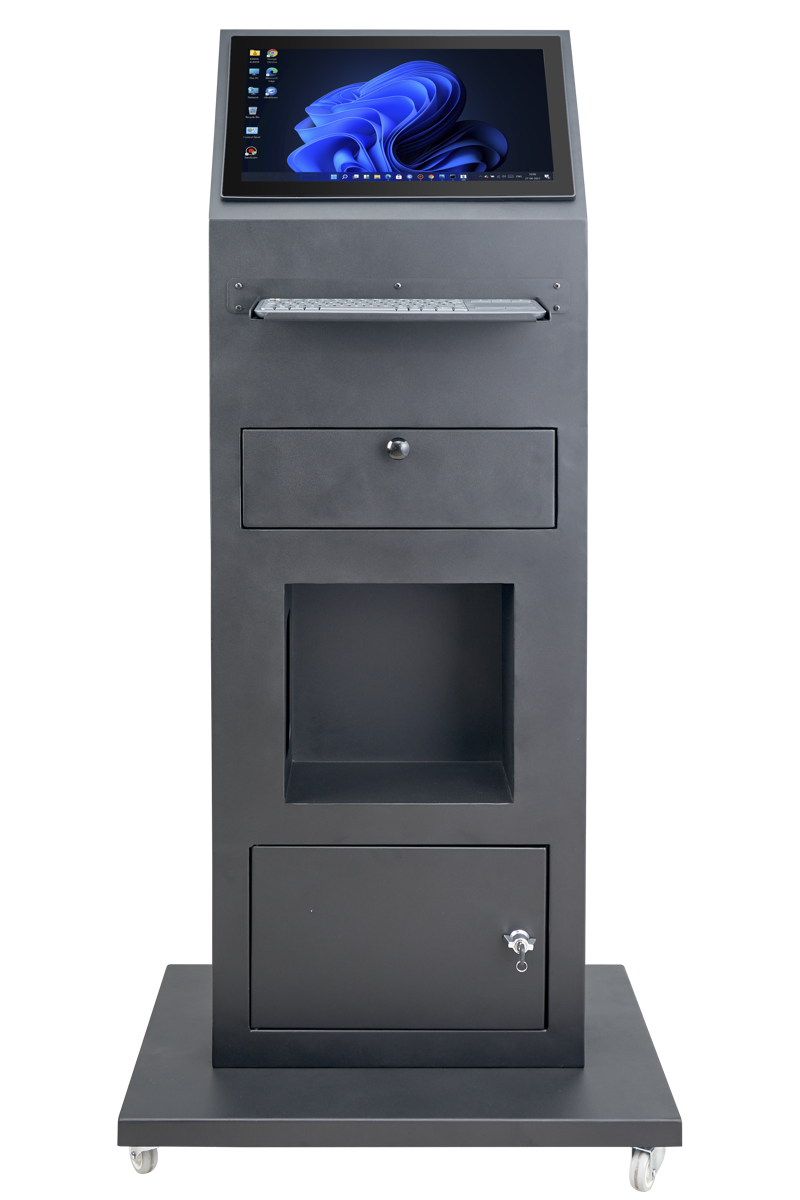 Quanmax 18.5” Stand Yazıcılı Çekmeceli Tekerlekli Yan Okuyucu Plastik Klavye Aparatlı Özel 1